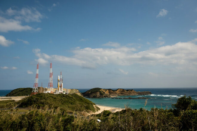 Raketenstart im Tanegashima Space Center.