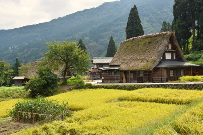 Traditionelles Gassho-Bauernhaus in Gokayama in Toyama 
