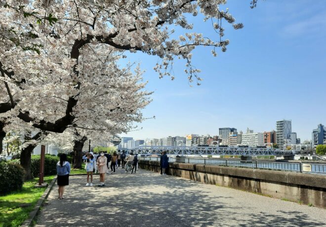 Ein Spaziergang am Fluss Sumida